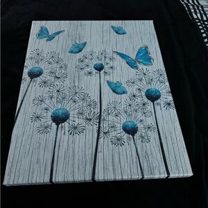 Blue Butterfly & Dandelion Wall Art Canvas, a beautiful decorative piece